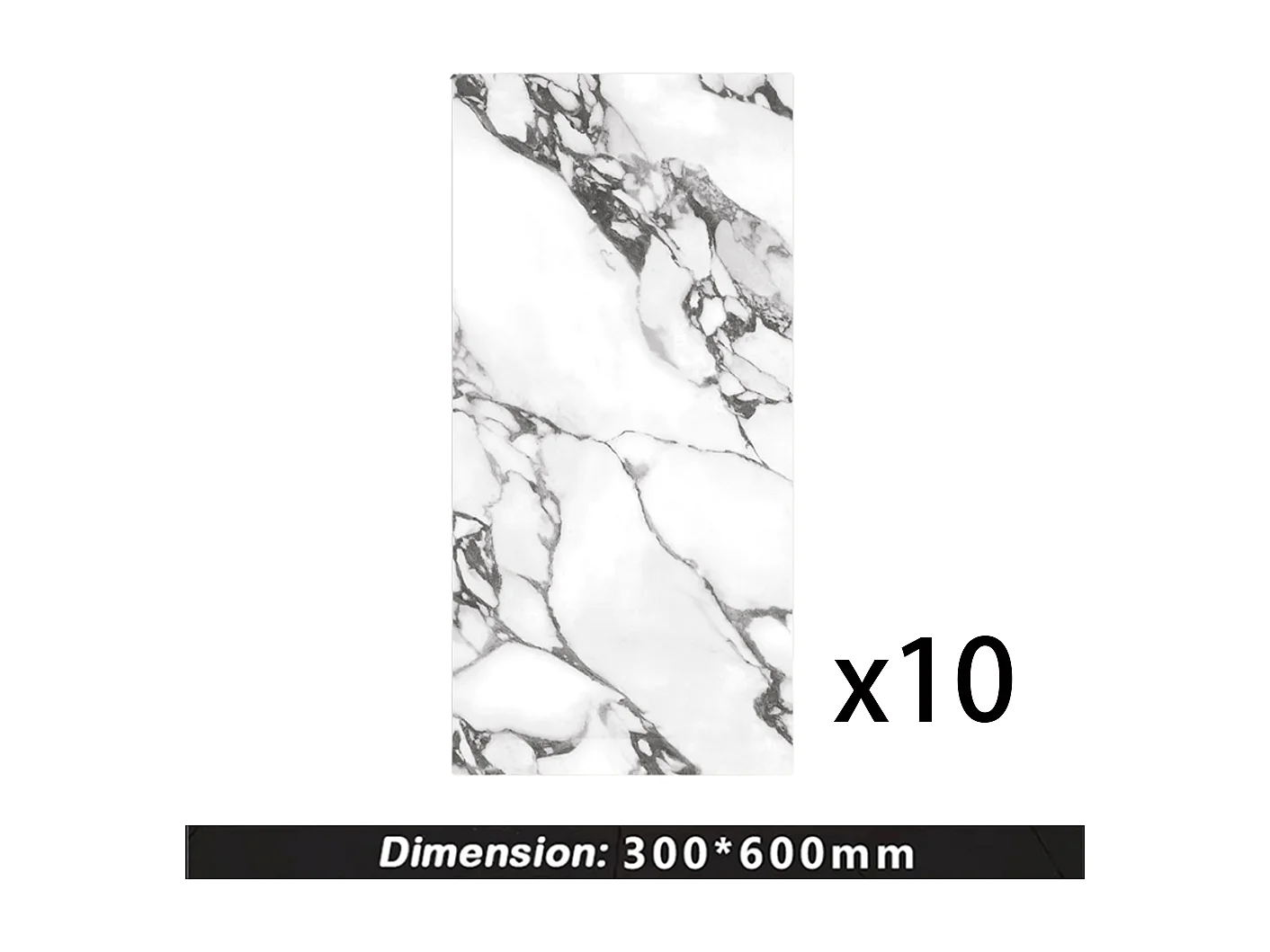 10 x Papier peint autocollant 3D Effet carrelage 30 cm x 60 cm Esquisse Blanc 1,8 m²