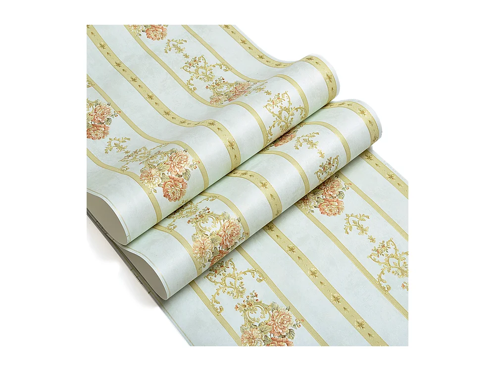 Papier peint texturé 3D, série Retro Vintage Garden, papier peint vert à fleurs pour le salon, 10 x 0,53 m