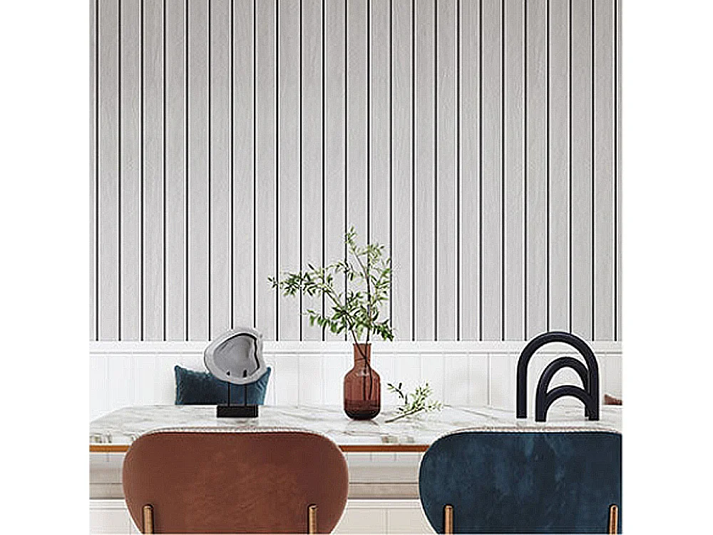 Rouleau de papier peint autocollant 3D PVC 60 cm x 3 m Imitation bois Gris Blanc Résistant à l'eau et à l'humidité