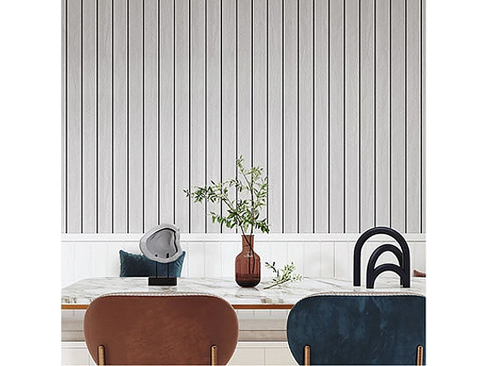 Rouleau de papier peint autocollant 3D PVC 60 cm x 3 m Imitation bois Gris Blanc Résistant à l'eau et à l'humidité