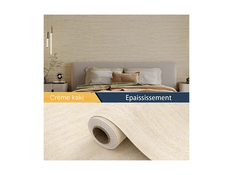 Papier peint 3D effet ciment jaune crème, autocollant, épais, rouleau de 60 cm x 2,8 m, style industriel, 1,68 m²