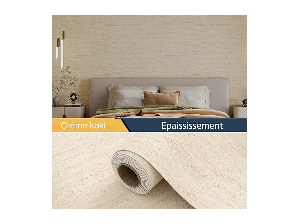 Papier peint 3D effet ciment jaune crème, autocollant, épais, rouleau de 60 cm x 2,8 m, style industriel, 1,68 m²