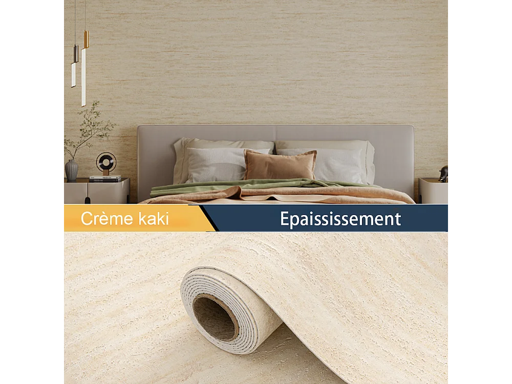 Papier peint 3D effet ciment jaune crème, autocollant, épais, rouleau de 60 cm x 2,8 m, style industriel, 1,68 m²