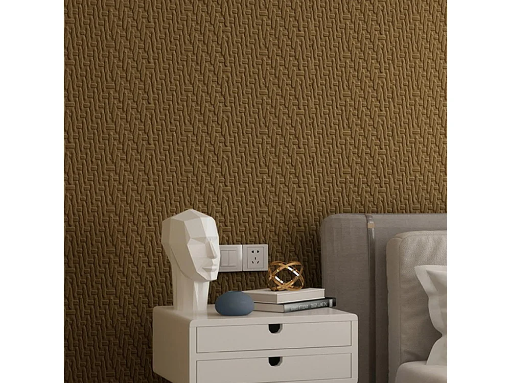 Papier peint 3D autocollant épais effet tissu couleur café, 60 cm x 2,8 m, style jardin, 1,68 m²