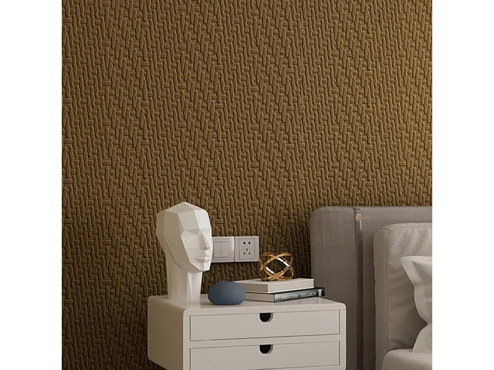 Papier peint 3D autocollant épais effet tissu couleur café, 60 cm x 2,8 m, style jardin, 1,68 m²