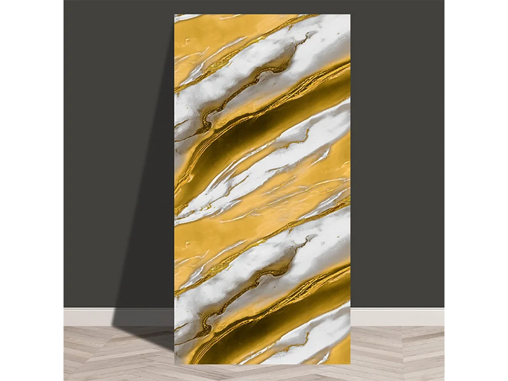 10 papiers peints autocollants 3D effet carrelage 30 cm x 60 cm, jaune Dunhuang, 1,8 m²