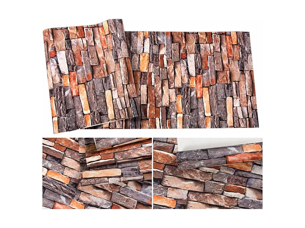 Papier peint PVC 3D rétro imitation brique, décor naturel antique, brique rouge, 9,3 x 0,53 m