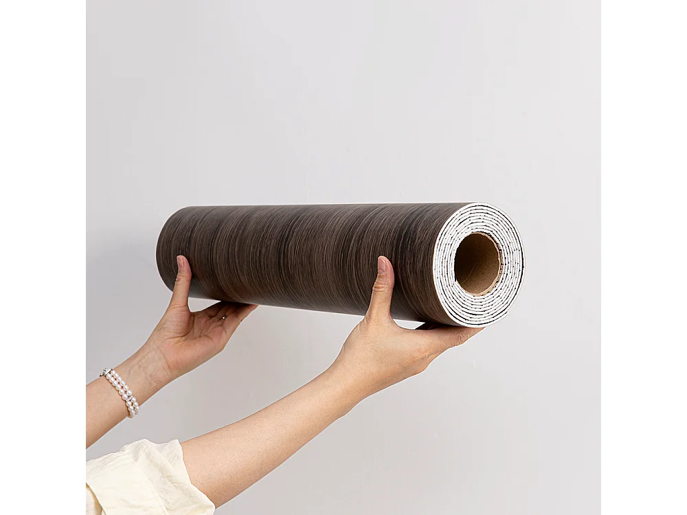 Papier peint autocollant épais effet bois noir café, 60 cm x 3 m, style industriel, 1,8 m²