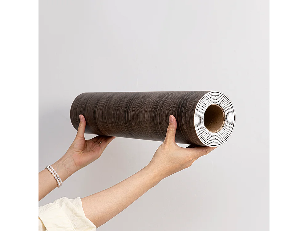 Papier peint autocollant épais effet bois noir café, 60 cm x 3 m, style industriel, 1,8 m²