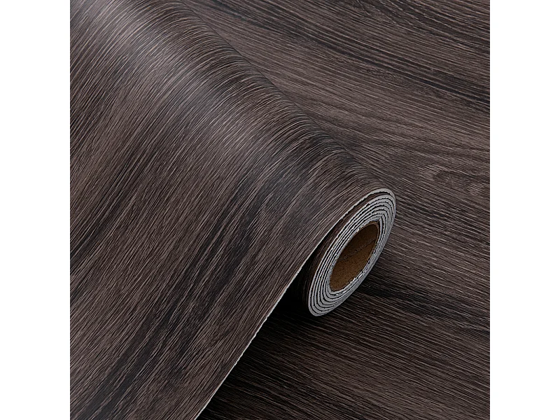 Papier peint autocollant épais effet bois noir café, 60 cm x 3 m, style industriel, 1,8 m²