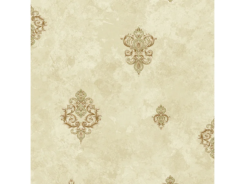 Papier peint texturé 3D Palace Garden, série Retro Vintage, 10 x 0,53 m, papier peint beige à fleurs pour le salon, Sunshine