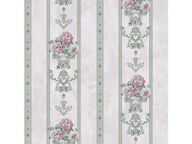 Papier peint texturé 3D Palace Garden, série Retro Vintage, 10 x 0,53 m, pour le salon, avec des fleurs violettes