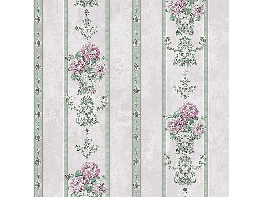 Papier peint texturé 3D Palace Garden, série Retro Vintage, 10 x 0,53 m, pour le salon, avec des fleurs violettes