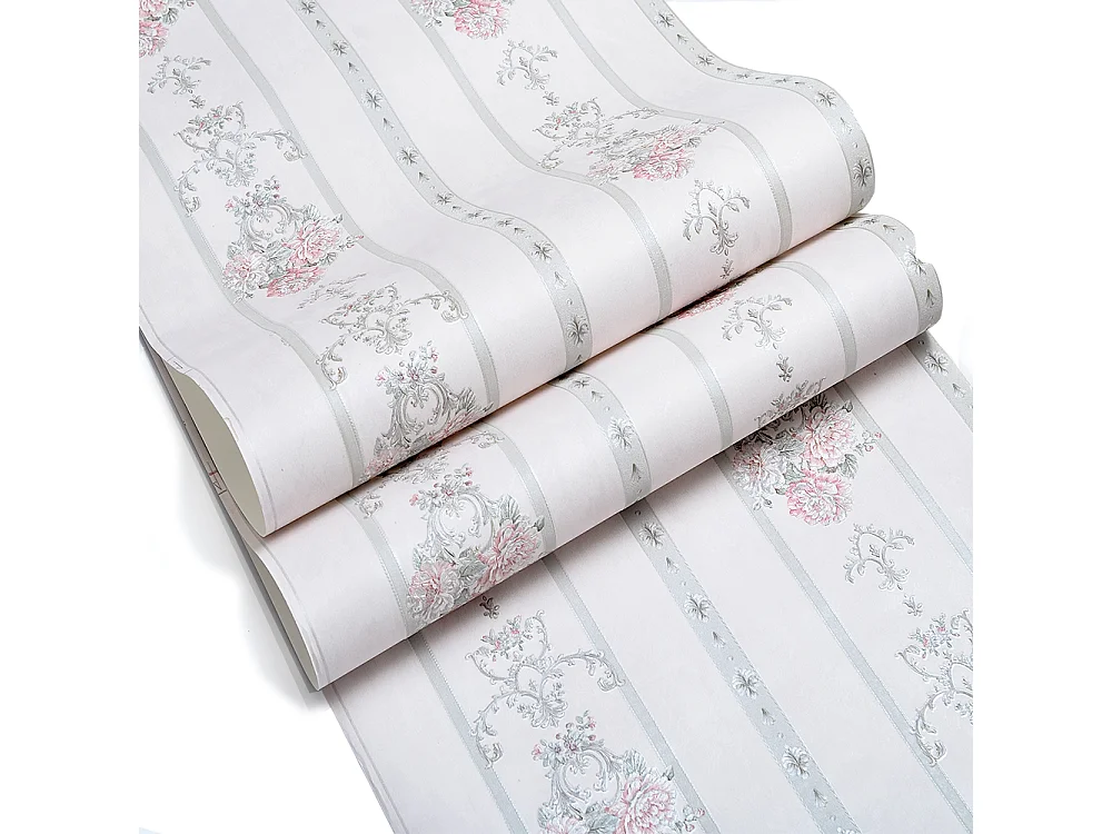 Papier peint texturé 3D Palace Garden, série Retro Vintage, 10 x 0,53 m, pour le salon, avec des fleurs violettes