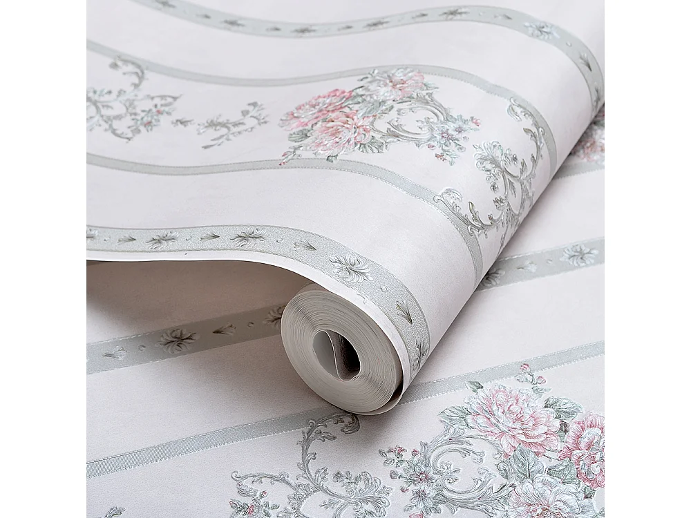 Papier peint texturé 3D Palace Garden, série Retro Vintage, 10 x 0,53 m, pour le salon, avec des fleurs violettes