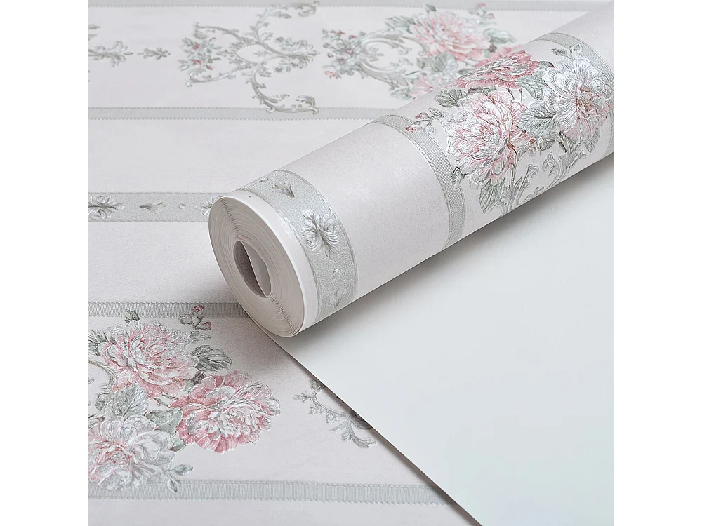 Papier peint texturé 3D Palace Garden, série Retro Vintage, 10 x 0,53 m, pour le salon, avec des fleurs violettes