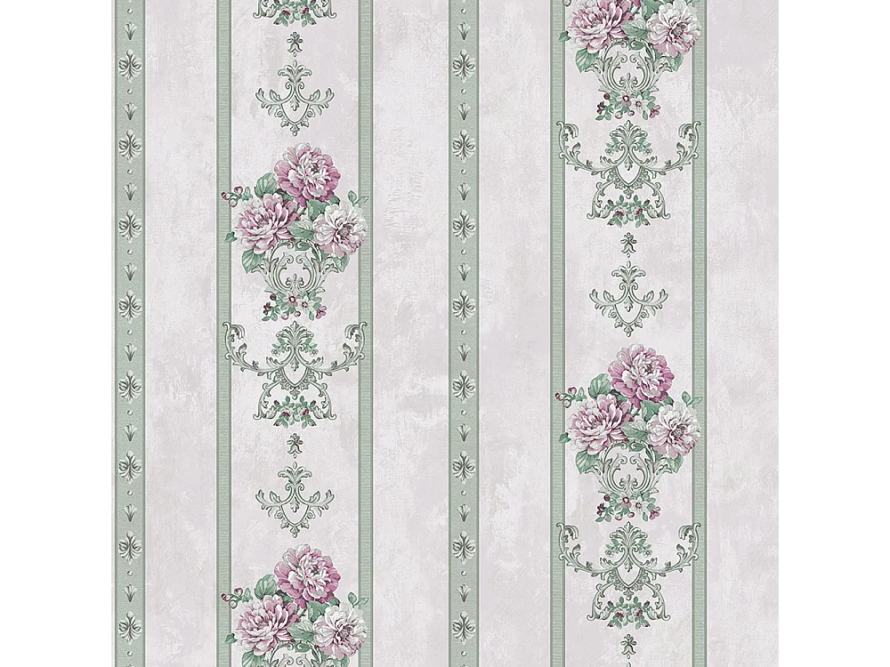 Papier peint texturé 3D Palace Garden, série Retro Vintage, 10 x 0,53 m, pour le salon, avec des fleurs violettes