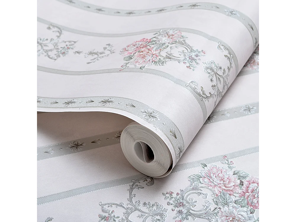 Papier peint texturé 3D Palace Garden, série Retro Vintage, 10 x 0,53 m, pour le salon, avec des fleurs violettes