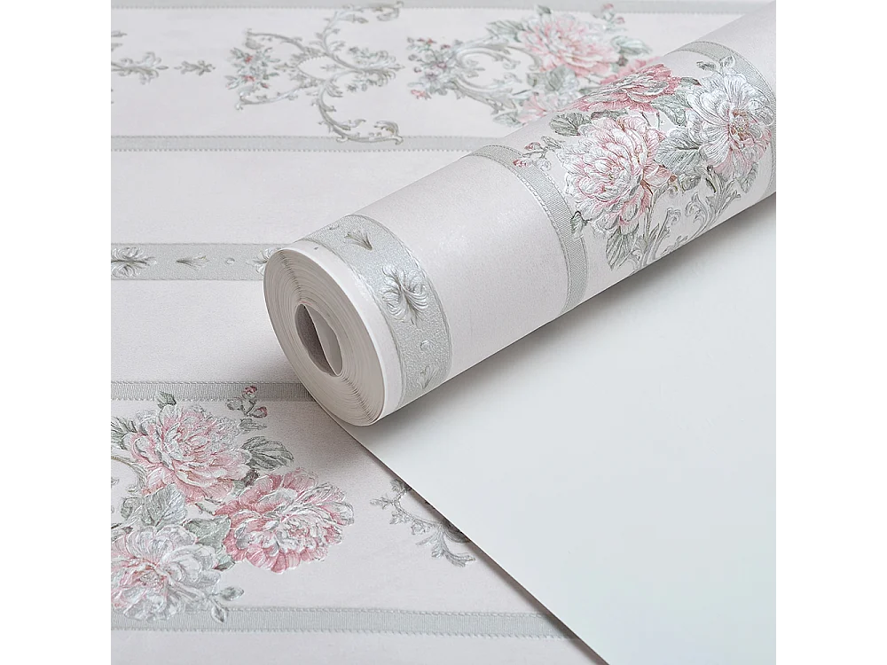 Papier peint texturé 3D Palace Garden, série Retro Vintage, 10 x 0,53 m, pour le salon, avec des fleurs violettes