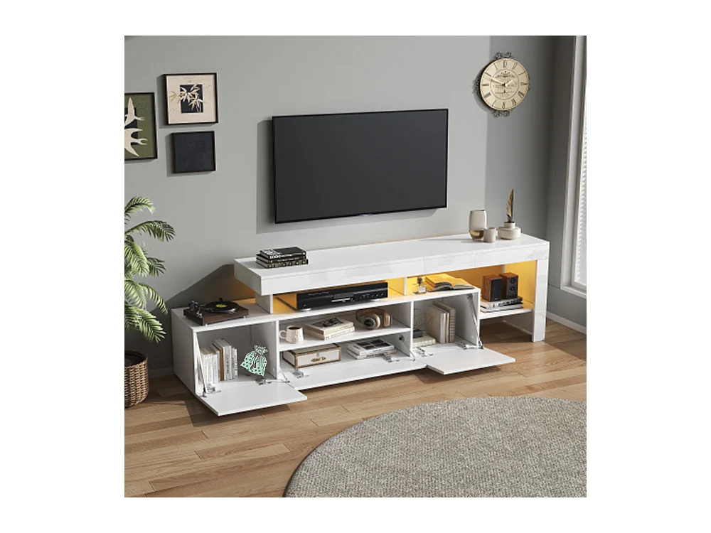 TV schrank mit 3 schränke ,TV stand und Fernsehschrank Mit LED,Hochglanz Lowboard und Fernsehtisch,TV-Board für 85 Zoll,192*37*53cm
