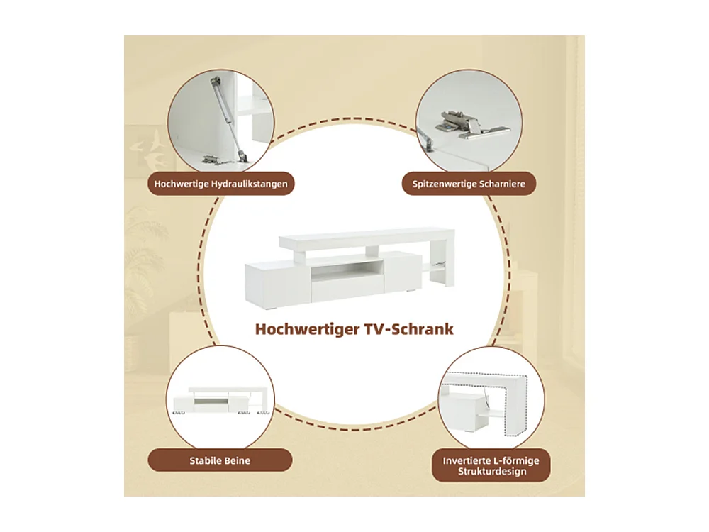 TV schrank mit 3 schränke ,TV stand und Fernsehschrank Mit LED,Hochglanz Lowboard und Fernsehtisch,TV-Board für 85 Zoll,192*37*53cm