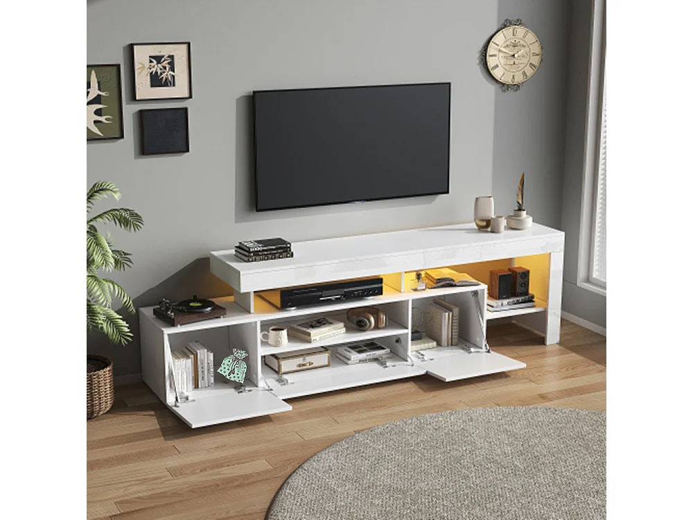 TV schrank mit 3 schränke ,TV stand und Fernsehschrank Mit LED,Hochglanz Lowboard und Fernsehtisch,TV-Board für 85 Zoll,192*37*53cm