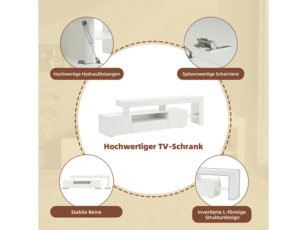 TV schrank mit 3 schränke ,TV stand und Fernsehschrank Mit LED,Hochglanz Lowboard und Fernsehtisch,TV-Board für 85 Zoll,192*37*53cm
