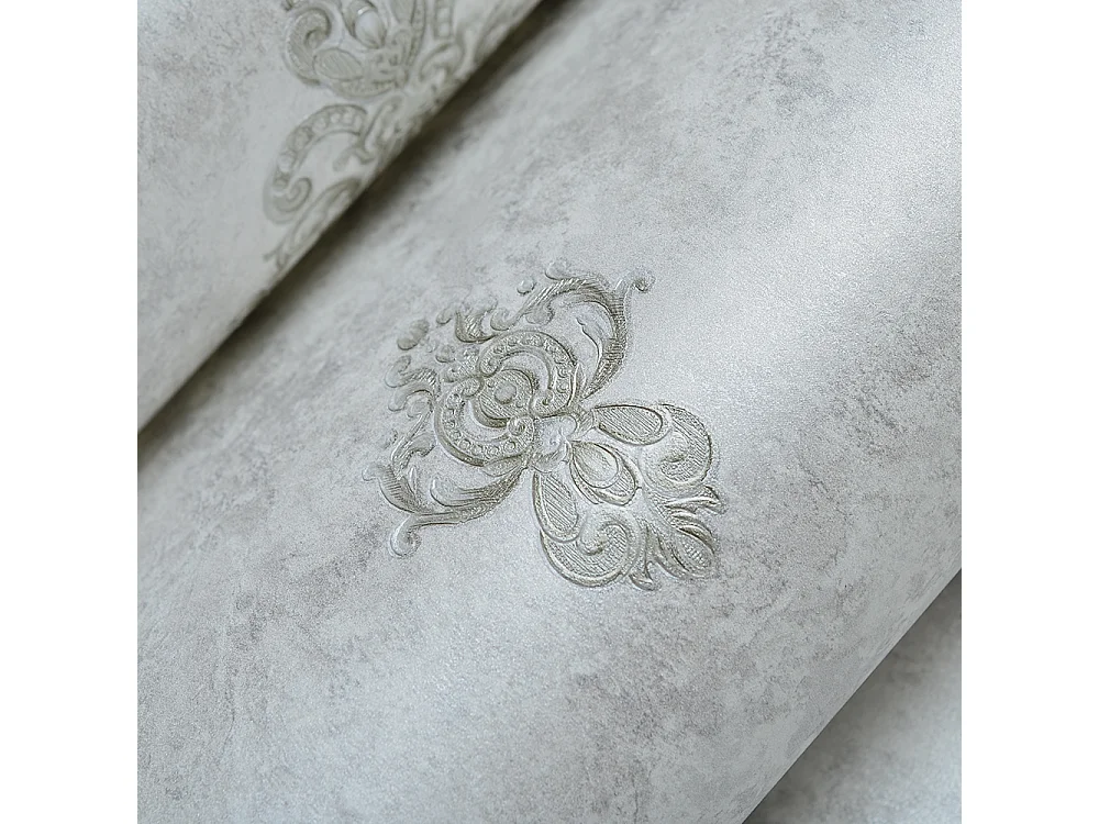 Papier peint texturé 3D, collection Palace, rétro vintage, 10 x 0,53 m, pour salon, motif floral argenté