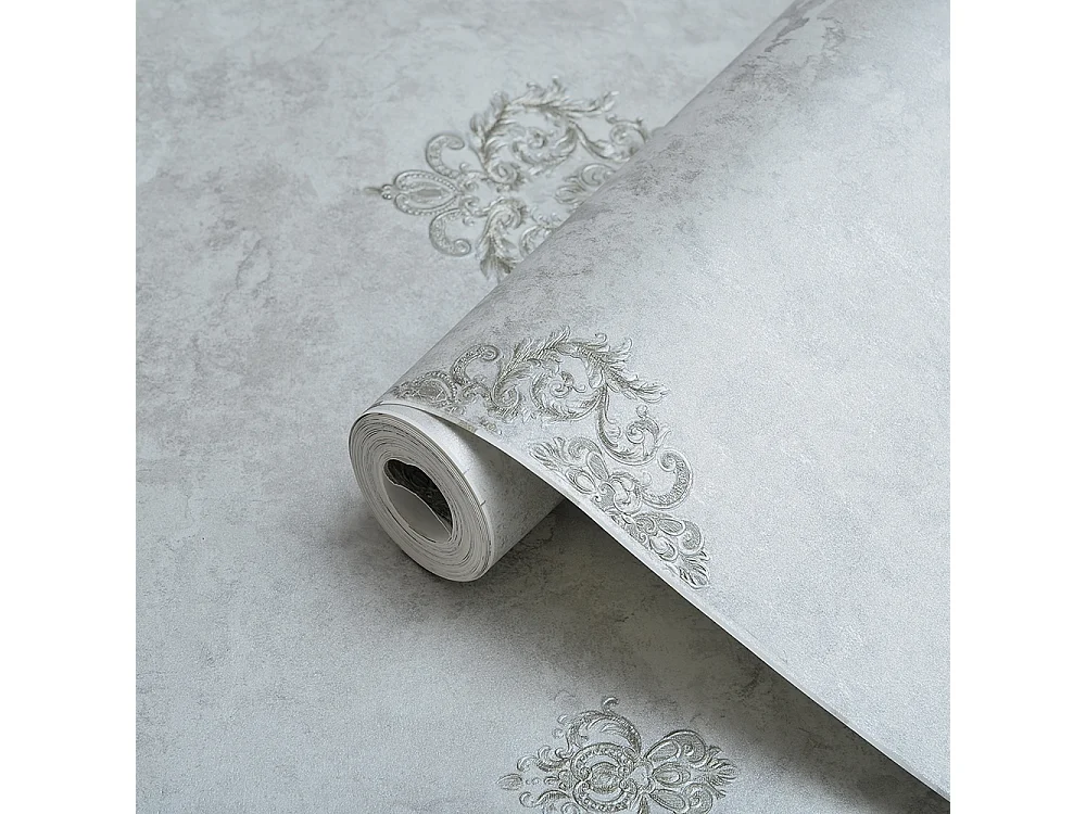 Papier peint texturé 3D, collection Palace, rétro vintage, 10 x 0,53 m, pour salon, motif floral argenté