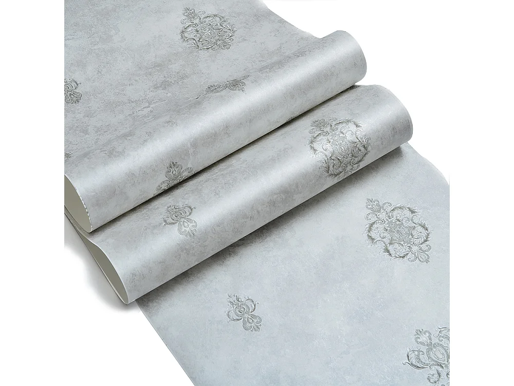 Papier peint texturé 3D, collection Palace, rétro vintage, 10 x 0,53 m, pour salon, motif floral argenté