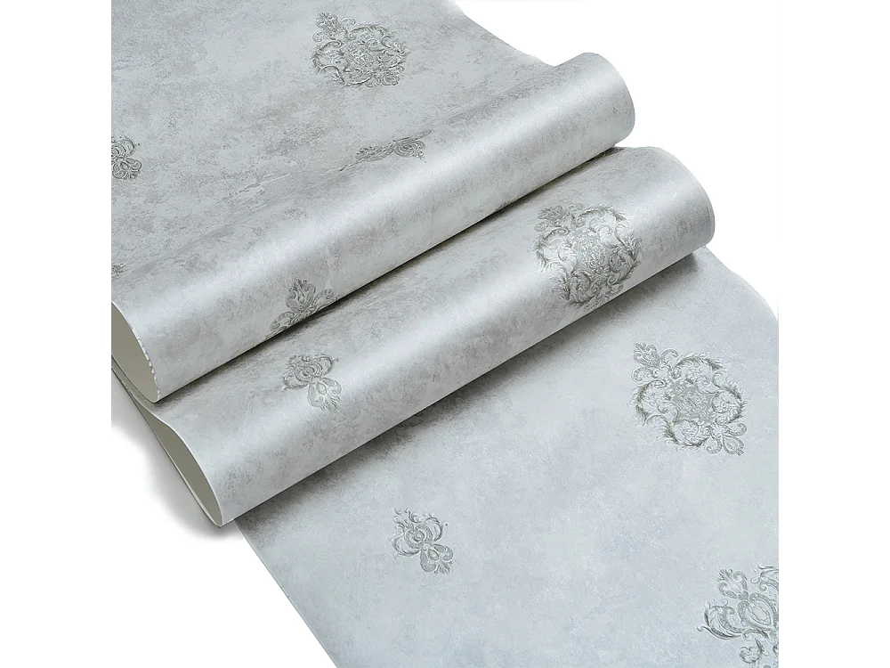 Papier peint texturé 3D, collection Palace, rétro vintage, 10 x 0,53 m, pour salon, motif floral argenté