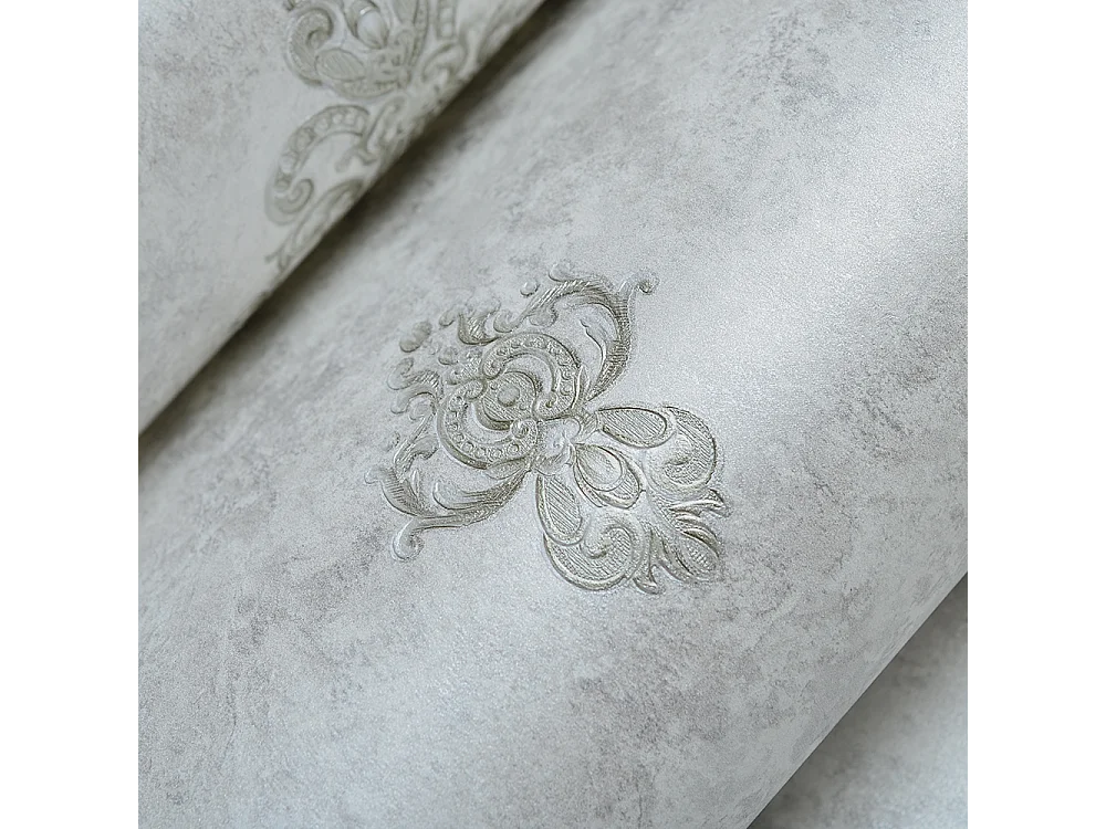 Papier peint texturé 3D, collection Palace, rétro vintage, 10 x 0,53 m, pour salon, motif floral argenté