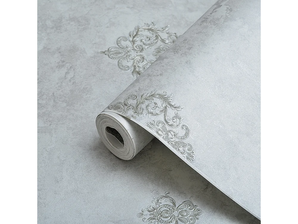 Papier peint texturé 3D, collection Palace, rétro vintage, 10 x 0,53 m, pour salon, motif floral argenté