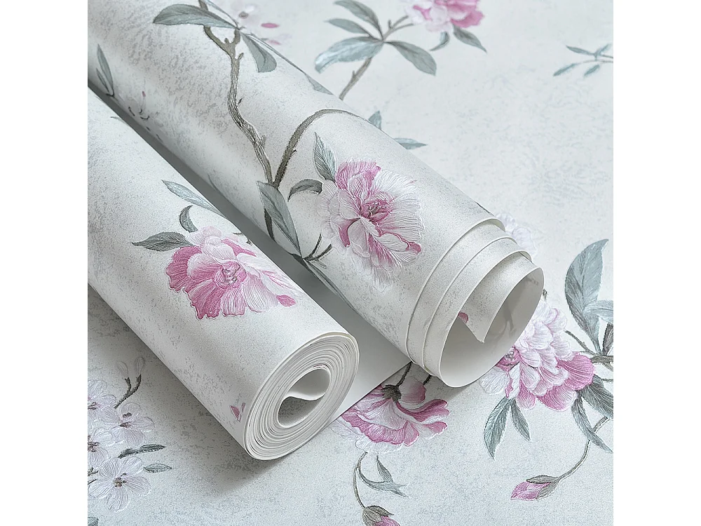 Papier peint texturé 3D Palace Garden, série Vintage Retro, 10 x 0,53 m, pour salon, avec fleurs blanches