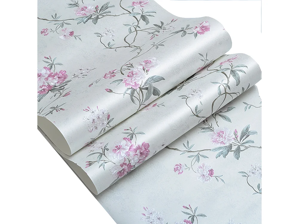 Papier peint texturé 3D Palace Garden, série Vintage Retro, 10 x 0,53 m, pour salon, avec fleurs blanches