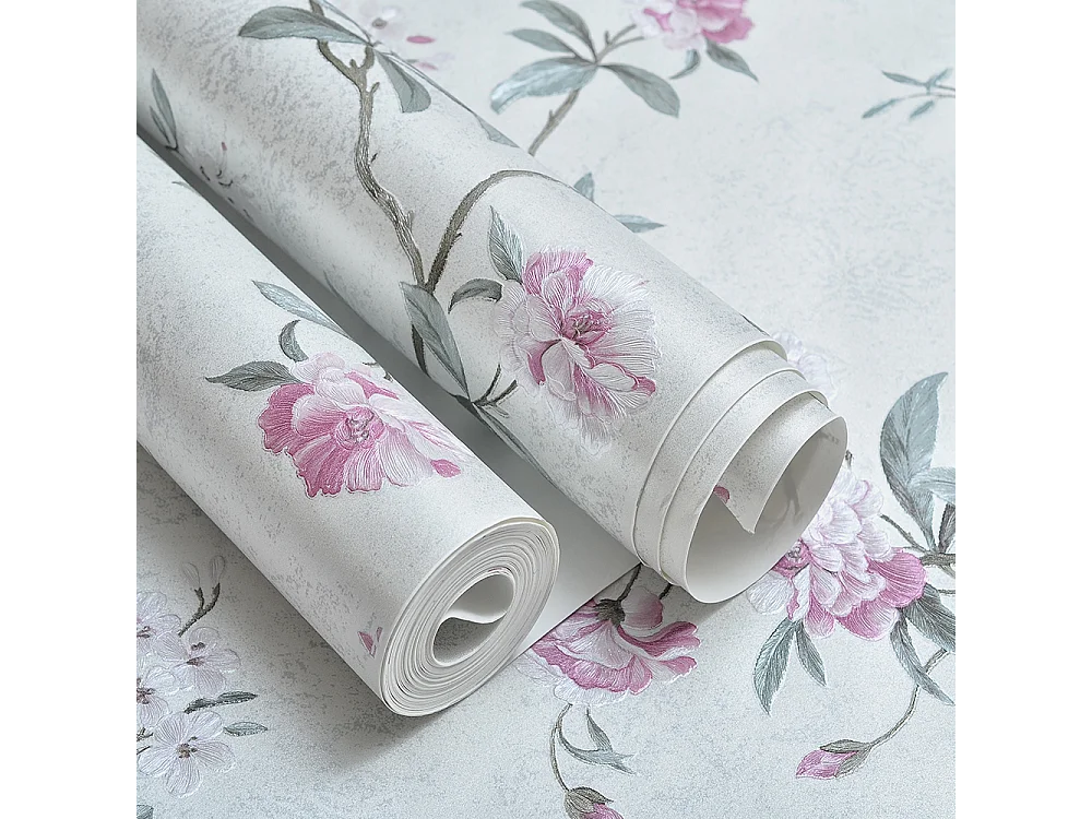 Papier peint texturé 3D Palace Garden, série Vintage Retro, 10 x 0,53 m, pour salon, avec fleurs blanches