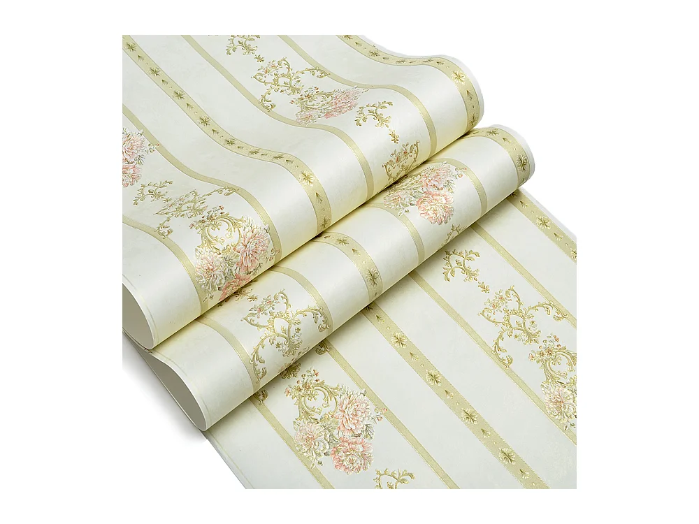 Papier peint texturé 3D, série Palace Garden, série Retro Vintage, 10 x 0,53 m, pour le salon Chambre, Papier peint beige à motifs floraux