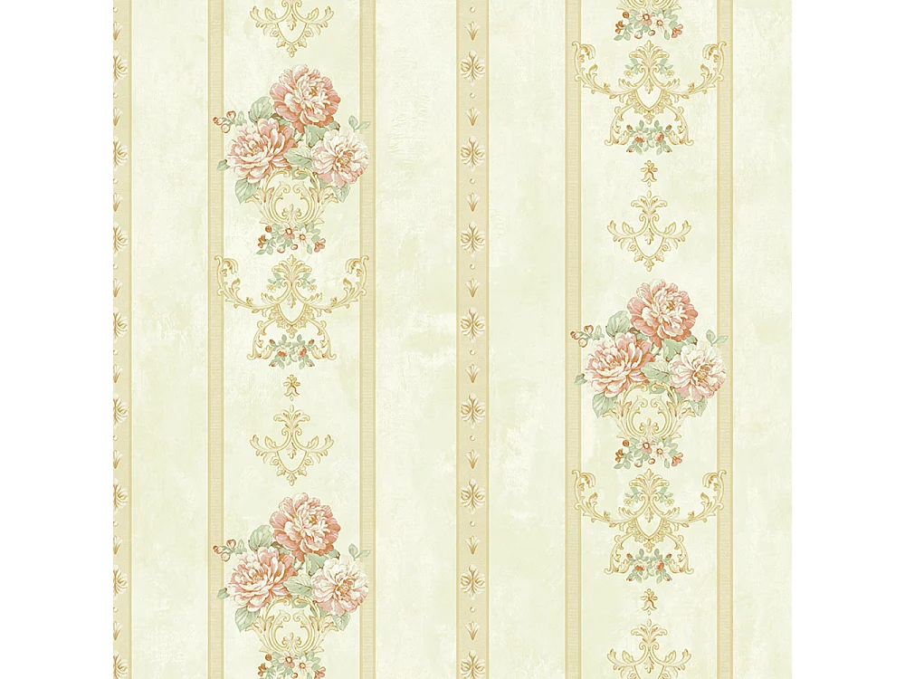 Papier peint texturé 3D, série Palace Garden, série Retro Vintage, 10 x 0,53 m, pour le salon Chambre, Papier peint beige à motifs floraux