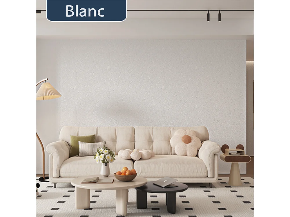 Papier peint autocollant 3D épais effet ciment blanc, rouleau de 60 cm x 2,8 m, style industriel, 1,68 m²