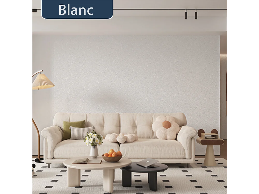 Papier peint autocollant 3D épais effet ciment blanc, rouleau de 60 cm x 2,8 m, style industriel, 1,68 m²