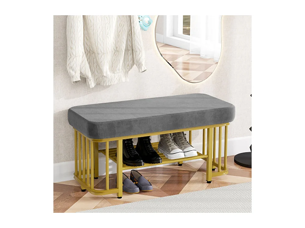 Schuhbank mit Sitzfläche aus Metallgestell,Schuhschrank Platzsparende Flurbank mit verstellbaren Füßen als Schuhbank für Flur
