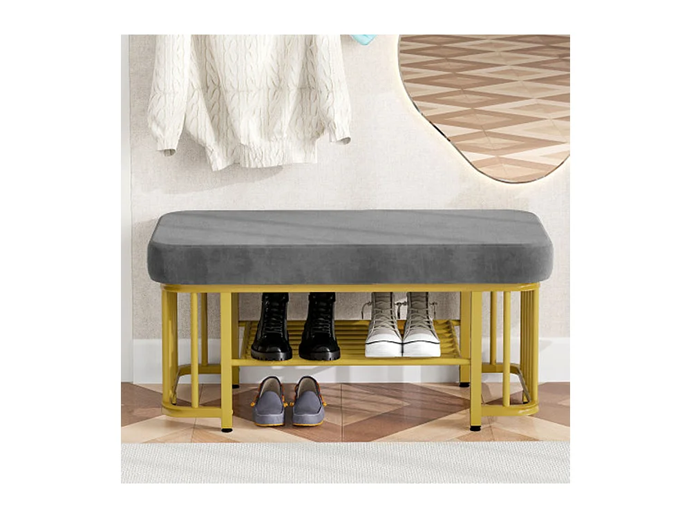 Schuhbank mit Sitzfläche aus Metallgestell,Schuhschrank Platzsparende Flurbank mit verstellbaren Füßen als Schuhbank für Flur