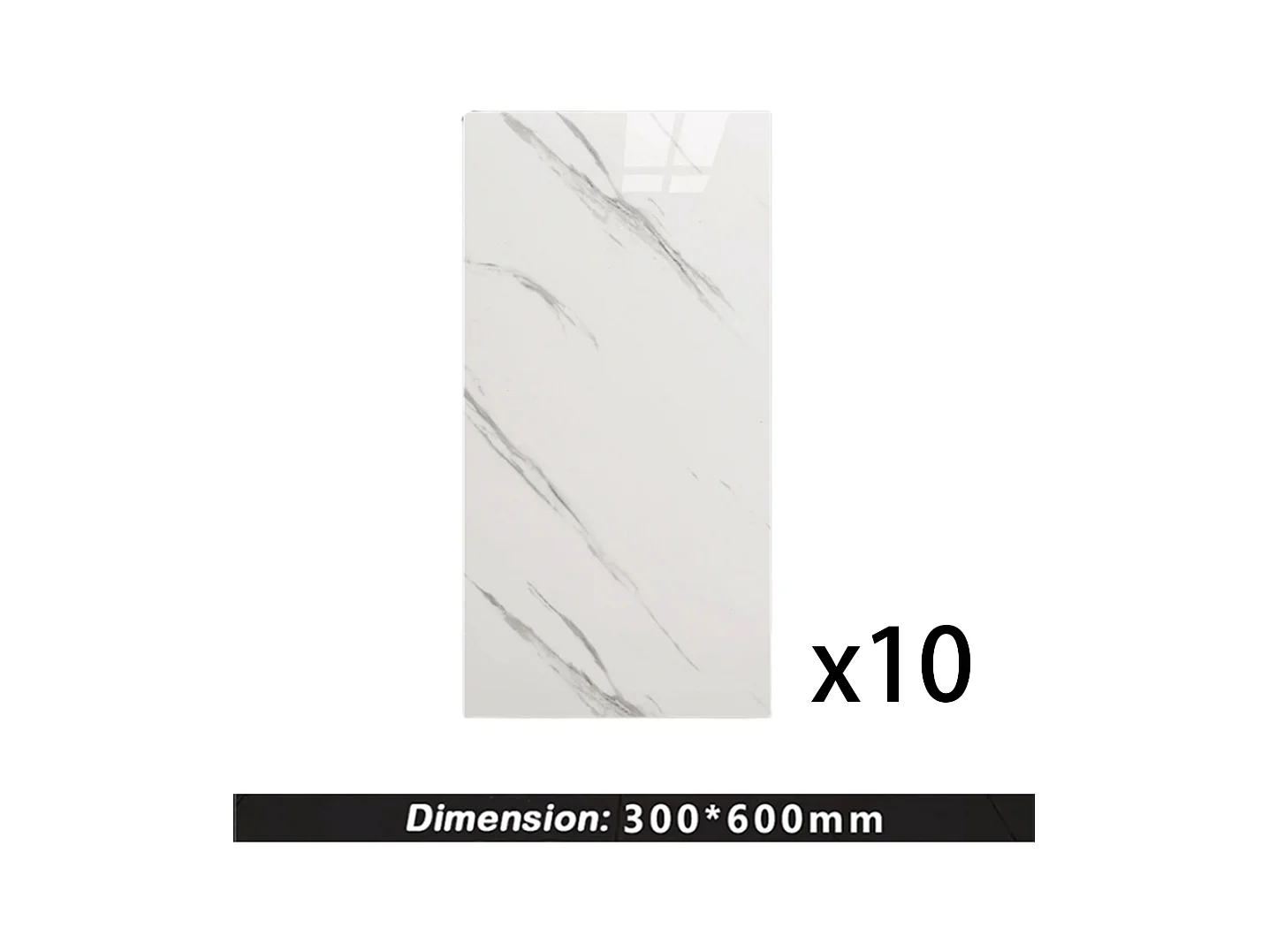 10 papiers peints 3D autocollants effet carrelage, 30 cm x 60 cm, blanc, 1,8 m²