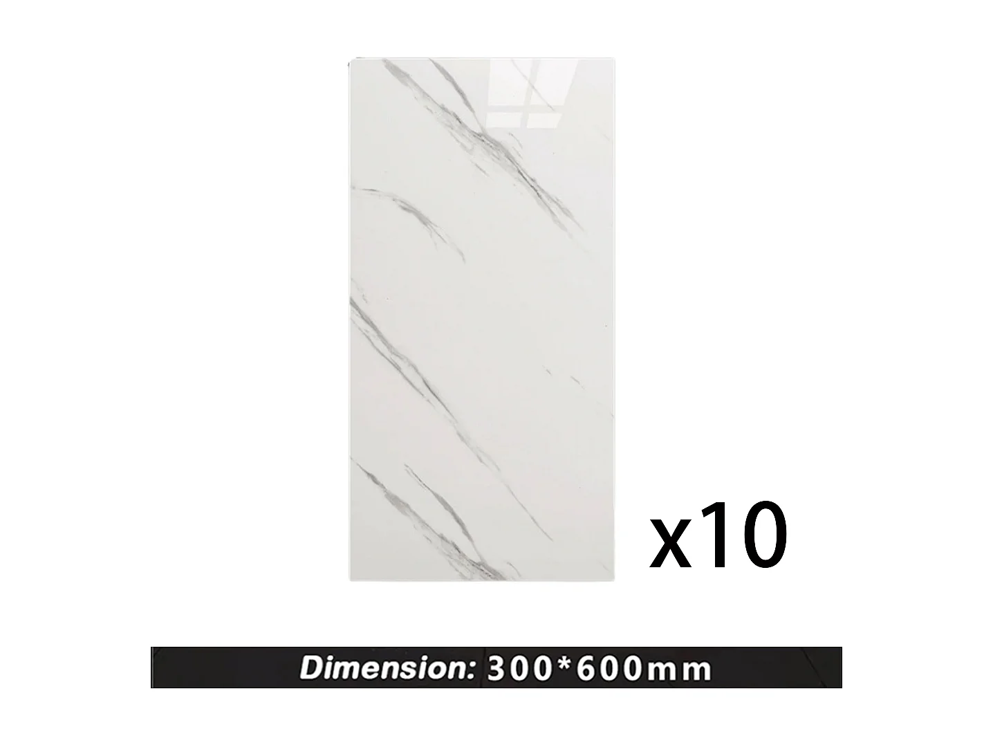 10 papiers peints 3D autocollants effet carrelage, 30 cm x 60 cm, blanc, 1,8 m²