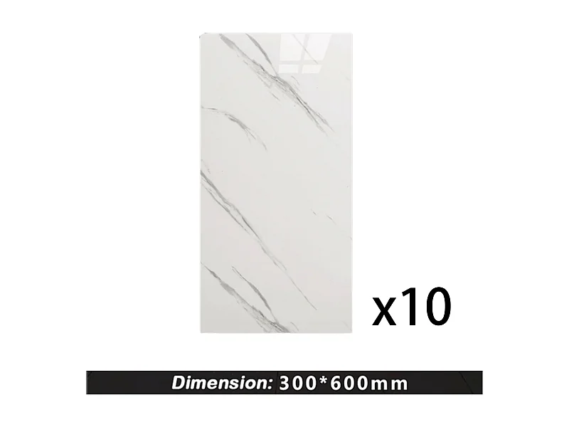 10 papiers peints 3D autocollants effet carrelage, 30 cm x 60 cm, blanc, 1,8 m²