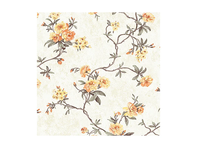 Papier peint texturé 3D Palace Garden, série Retro Vintage, 10 x 0,53 m, pour le salon, papier peint à fleurs beiges chaleureuses