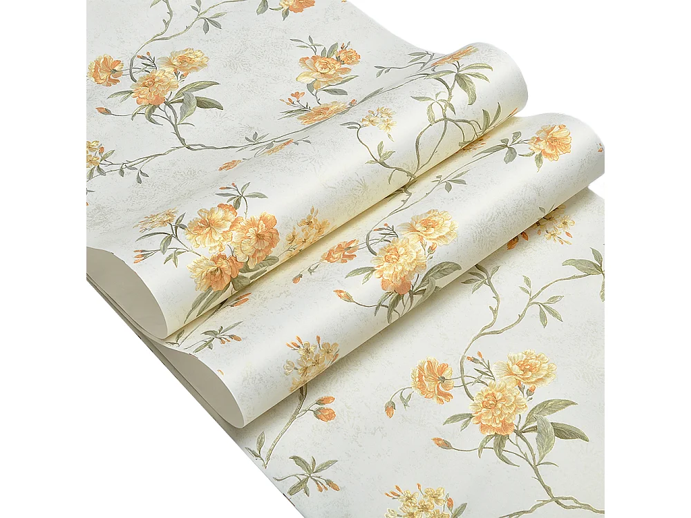 Papier peint texturé 3D Palace Garden, série Retro Vintage, 10 x 0,53 m, pour le salon, papier peint à fleurs beiges chaleureuses