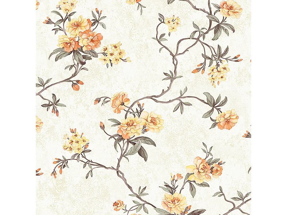 Papier peint texturé 3D Palace Garden, série Retro Vintage, 10 x 0,53 m, pour le salon, papier peint à fleurs beiges chaleureuses