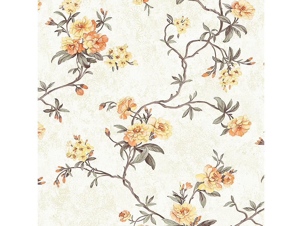 Papier peint texturé 3D Palace Garden, série Retro Vintage, 10 x 0,53 m, pour le salon, papier peint à fleurs beiges chaleureuses