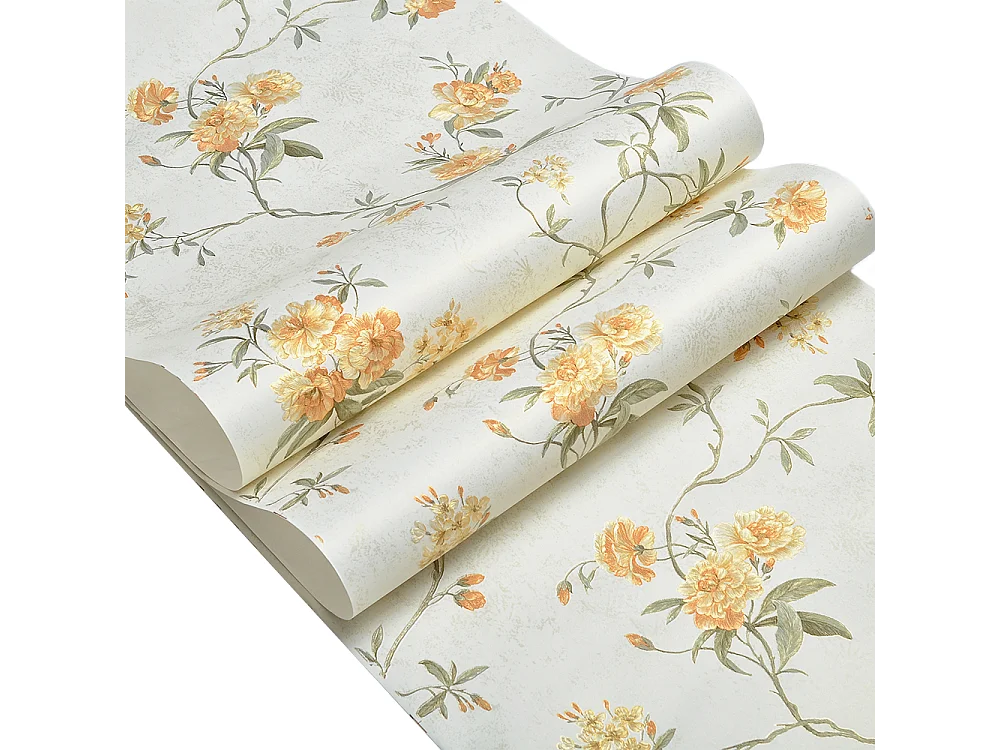 Papier peint texturé 3D Palace Garden, série Retro Vintage, 10 x 0,53 m, pour le salon, papier peint à fleurs beiges chaleureuses